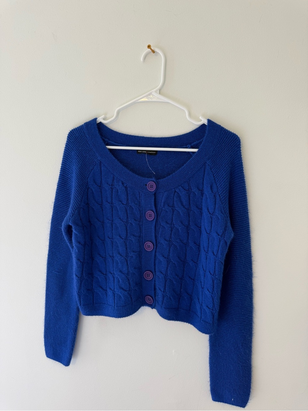 New York & Company Royal Blue Knit Button-Front Women's Sweater